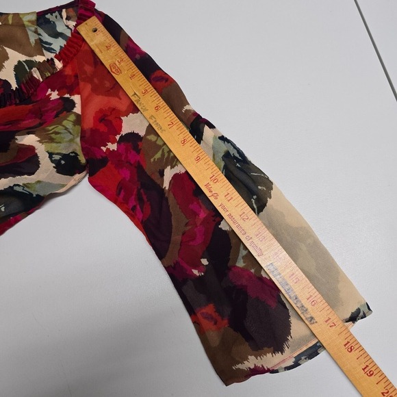 Diane von Furstenberg Top Womens 4‎ Colorful Slik 3/4 Sleeve Flare Art to Wear - Picture 10 of 11